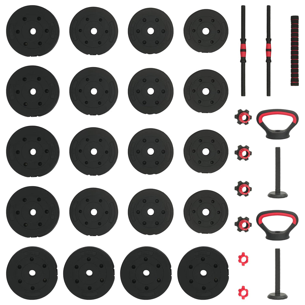 Set di Manubri 4-in-1 40kg Nero e Rosso