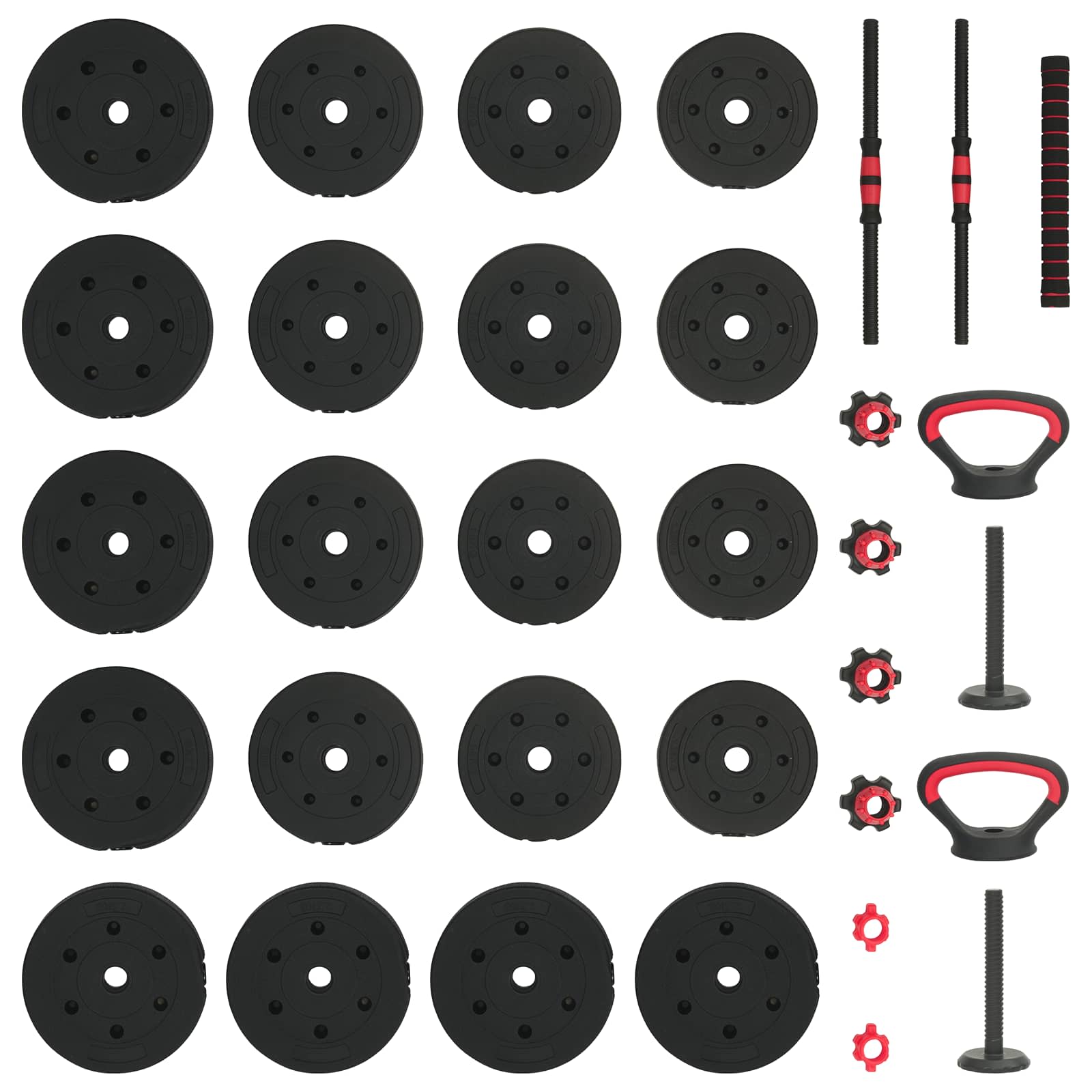 Set di Manubri 4-in-1 40kg Nero e Rosso