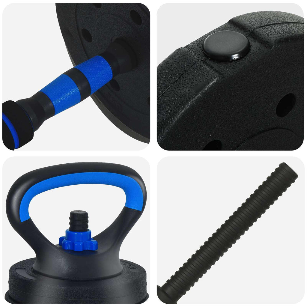 Set di Manubri 4-in-1 40kg Nero e Blu Cemento e sabbia di ferro