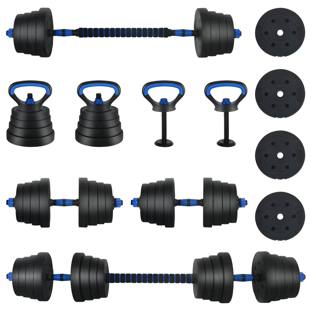 Set di Manubri 4-in-1 40kg Nero e Blu Cemento e sabbia di ferro