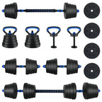 Set di Manubri 4-in-1 40kg Nero e Blu Cemento e sabbia di ferro