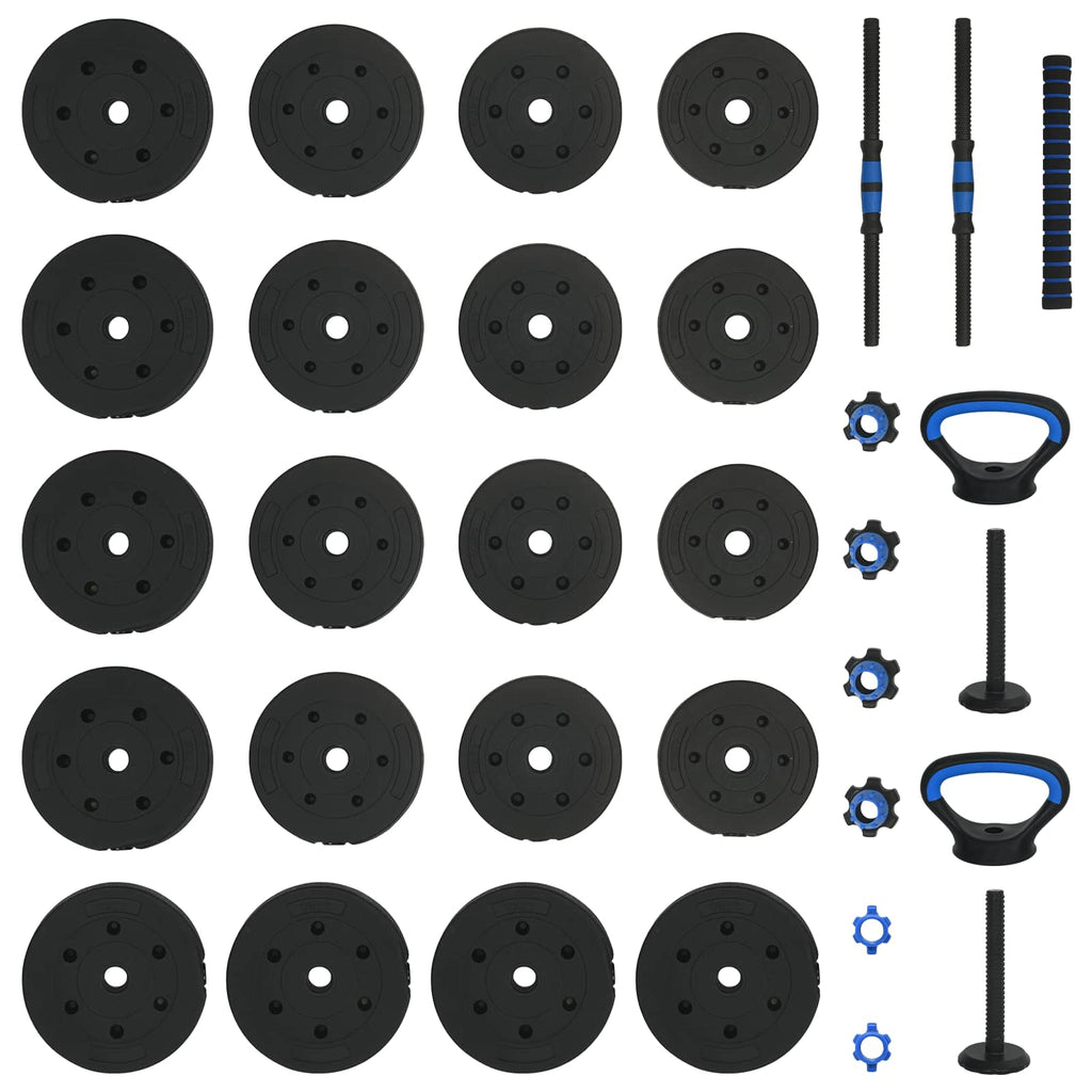 Set di Manubri 4-in-1 40kg Nero e Blu Cemento e sabbia di ferro