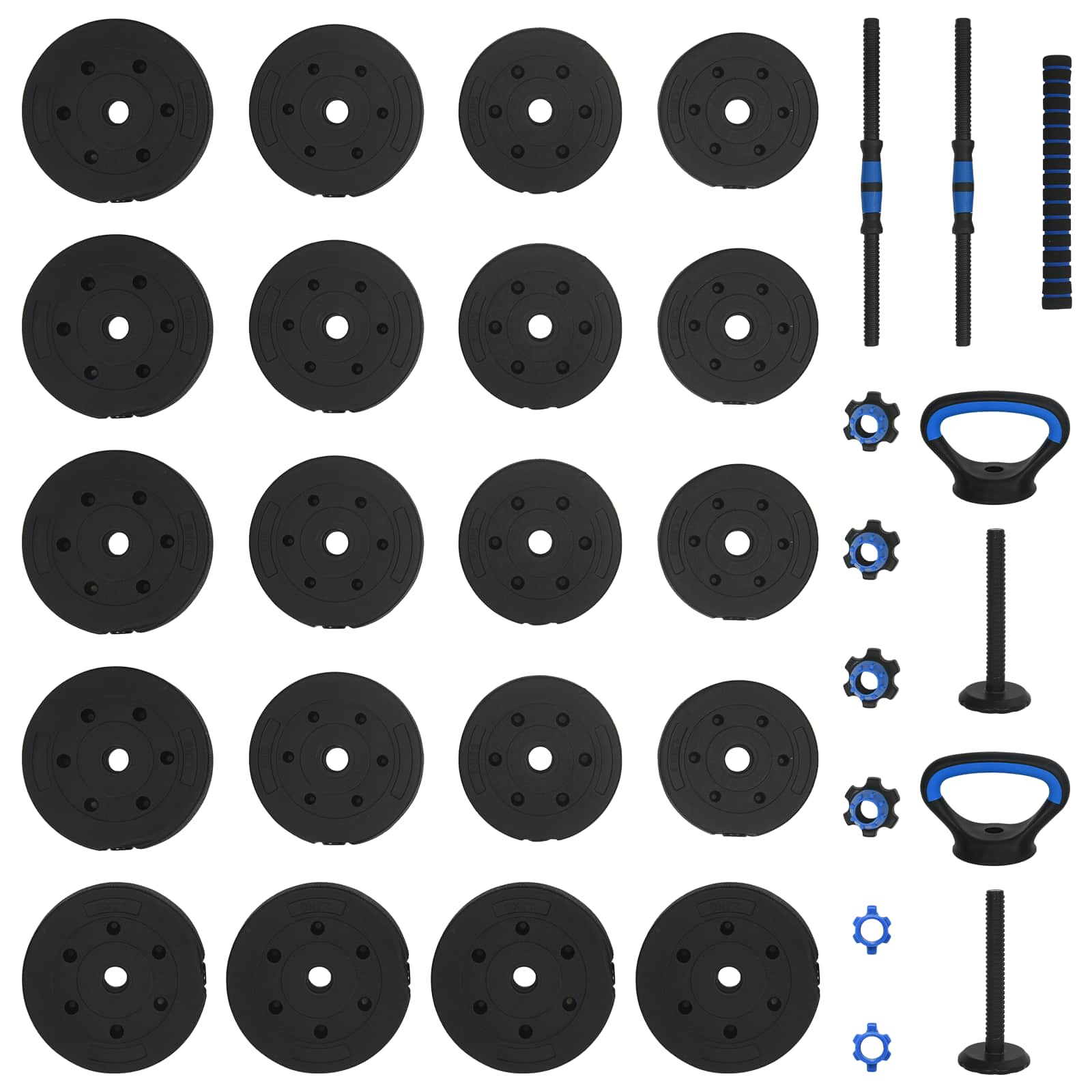 Set di Manubri 4-in-1 40kg Nero e Blu Cemento e sabbia di ferro