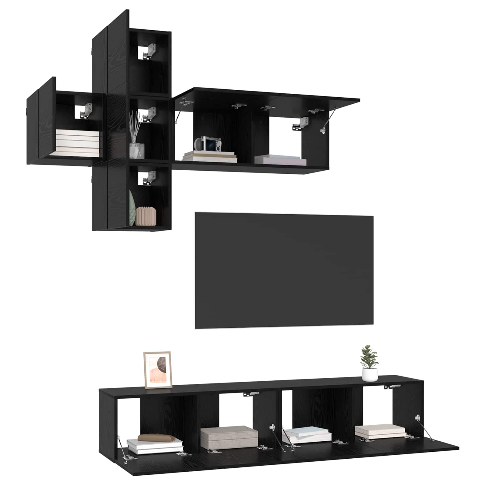 Set mobile TV Montaggio a parete 3 pcs Legno ingegnerizzato