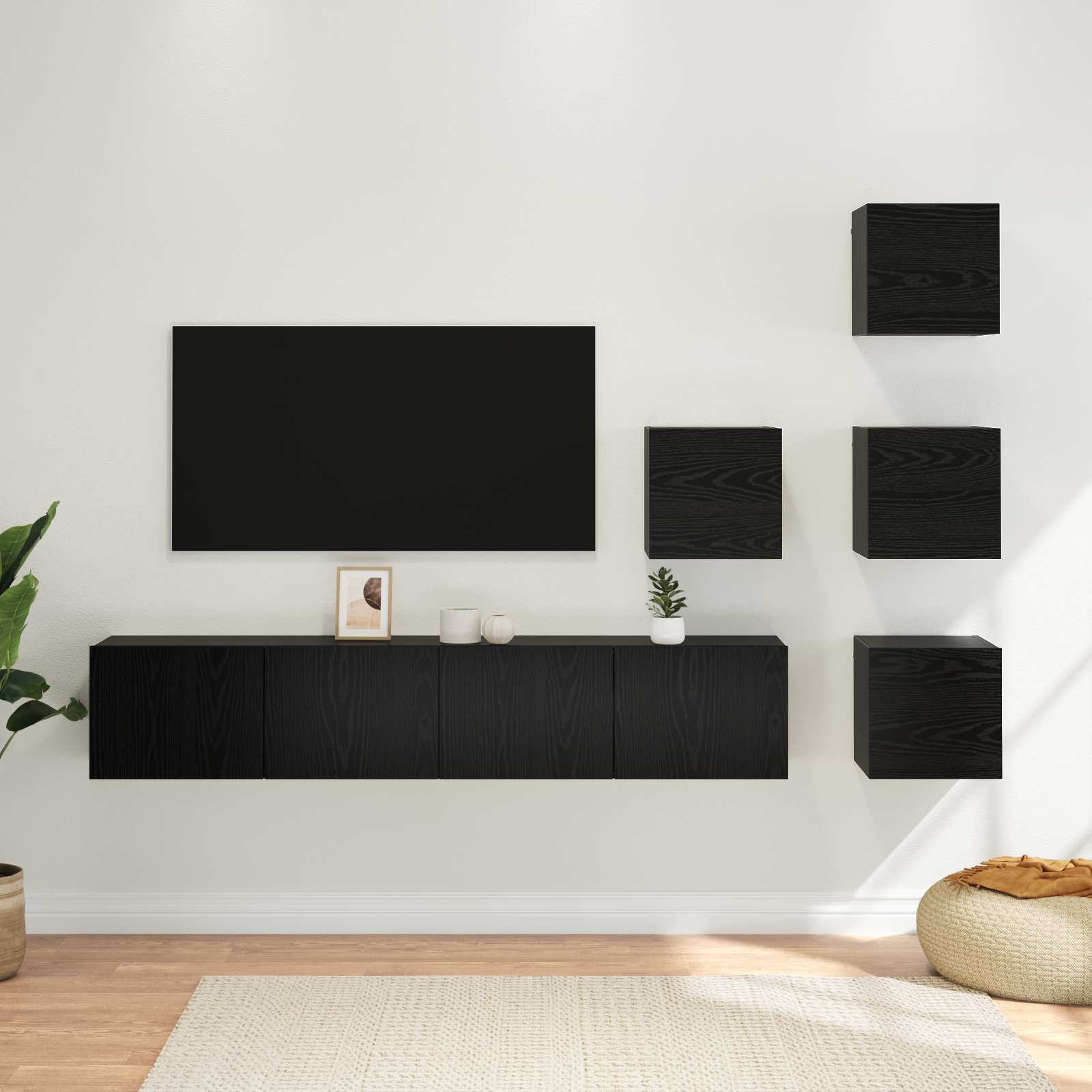 Set mobile TV 6 pcs 80 x 30 x 30 cm Rovere Nero