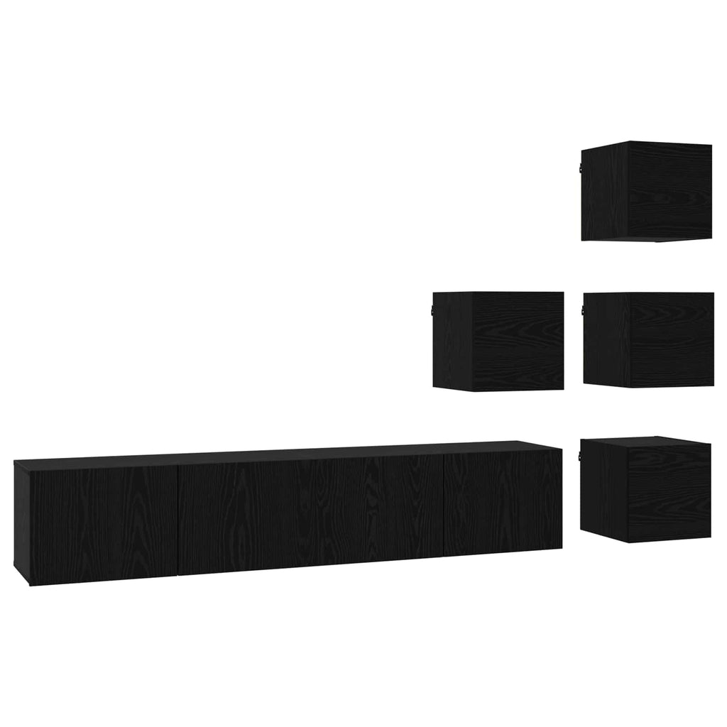 Set mobile TV 6 pcs 80 x 30 x 30 cm Rovere Nero
