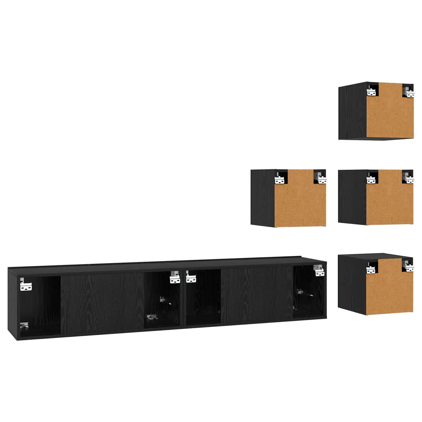 Set mobile TV 6 pcs 80 x 30 x 30 cm Rovere Nero