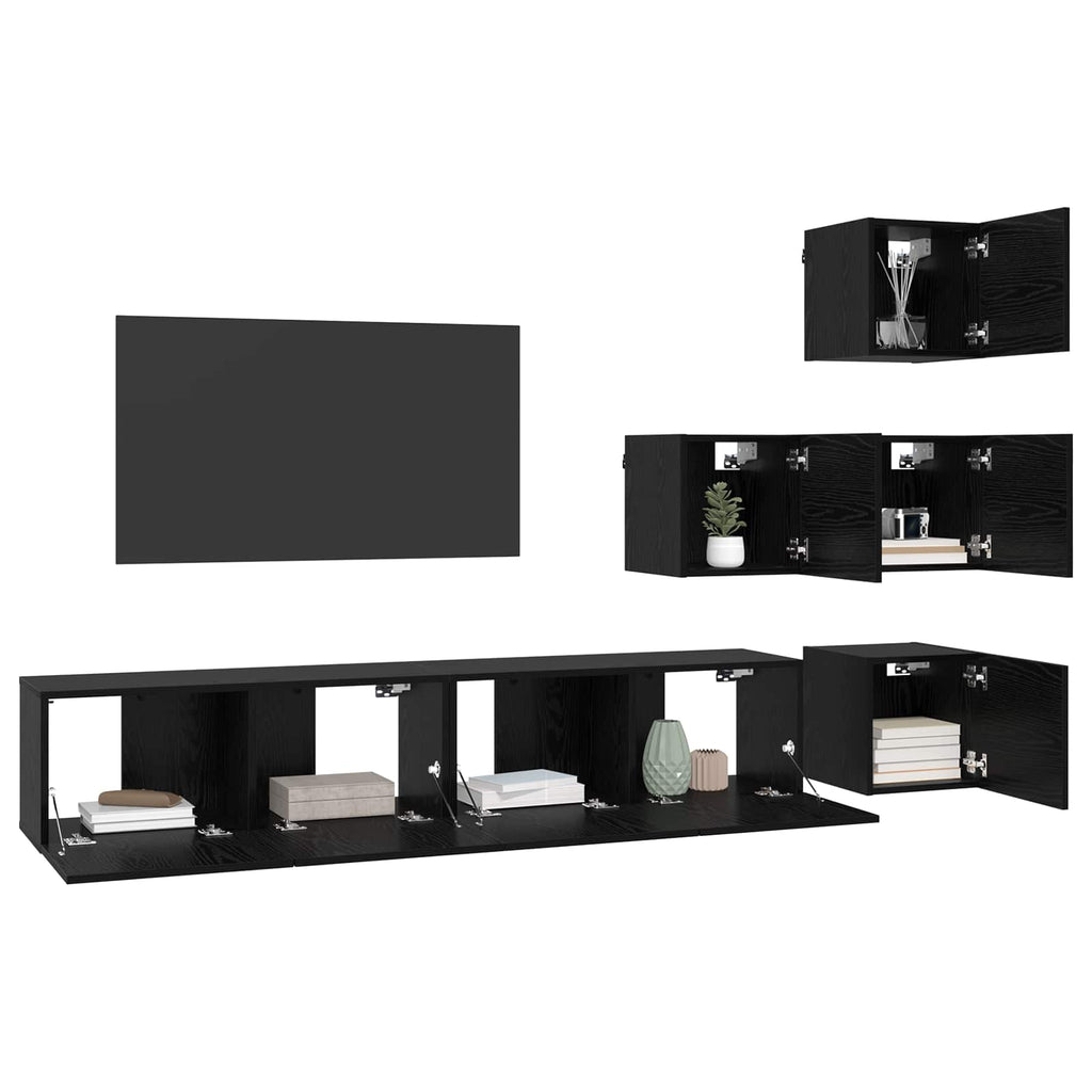 Set mobile TV 6 pcs 80 x 30 x 30 cm Rovere Nero