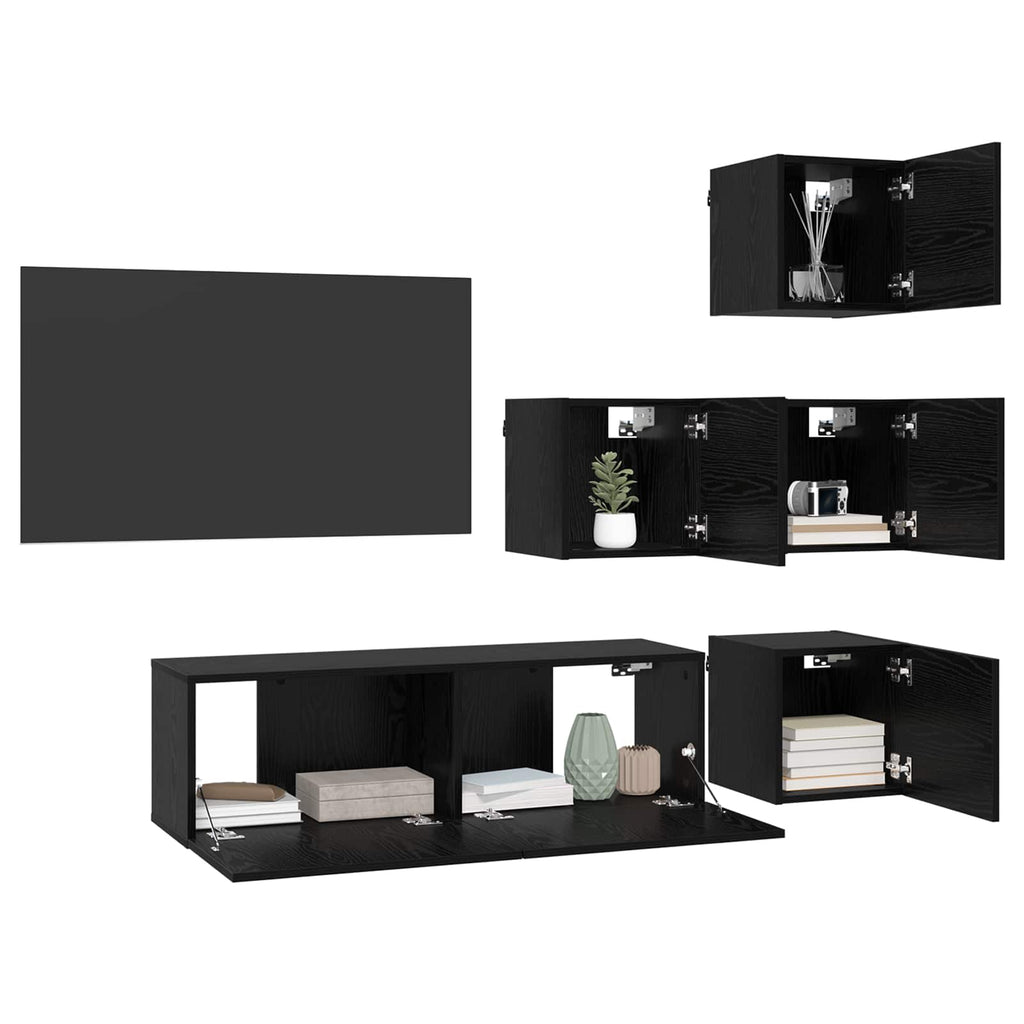 Set mobile TV 5 pcs 100 x 30 x 30 cm Rovere Nero