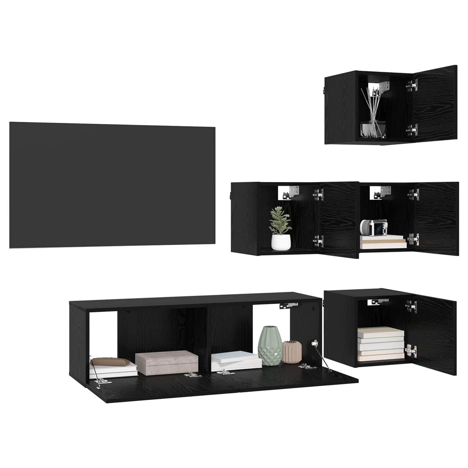 Set mobile TV 5 pcs 100 x 30 x 30 cm Rovere Nero