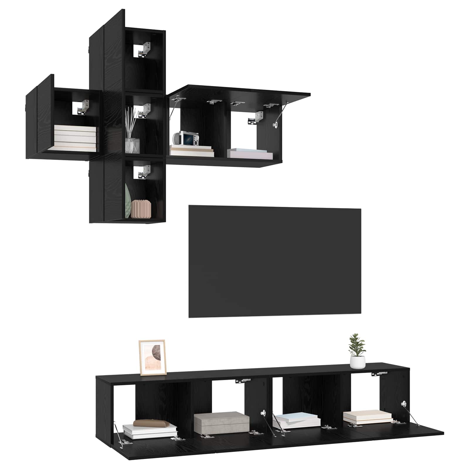 Set mobile TV Montaggio a parete 3 pcs Legno ingegnerizzato