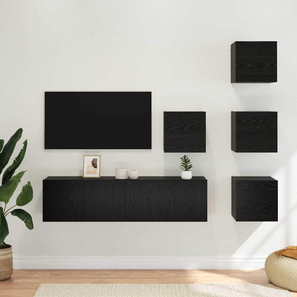 Set mobile TV 6 pcs 60 x 30 x 30 cm Rovere Nero