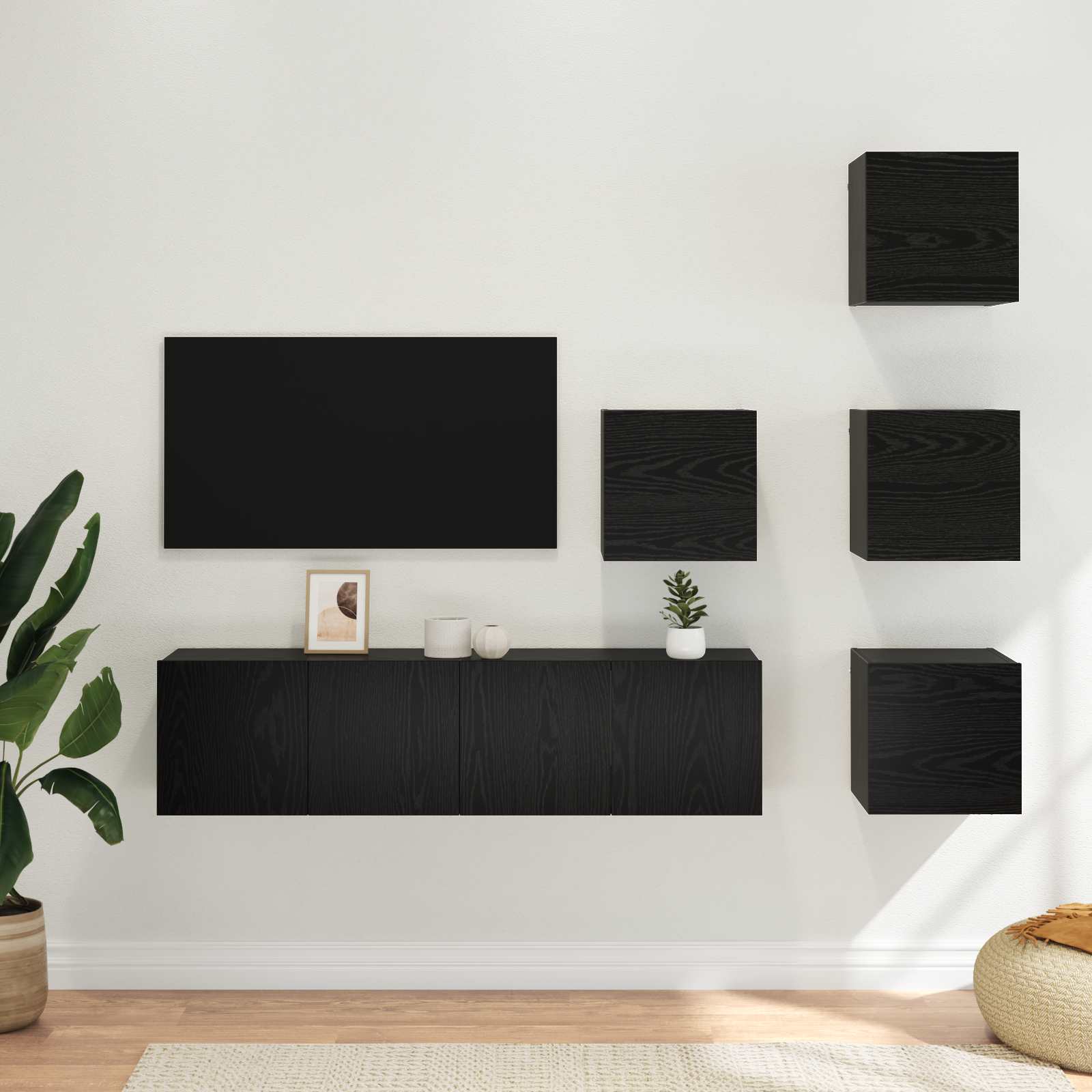 Set mobile TV 6 pcs 60 x 30 x 30 cm Rovere Nero