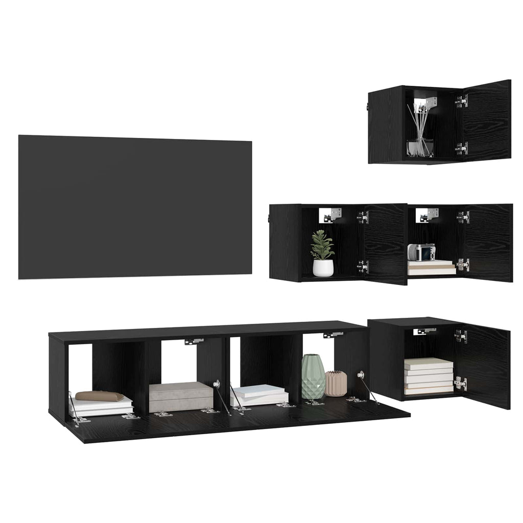 Set mobile TV 6 pcs 60 x 30 x 30 cm Rovere Nero