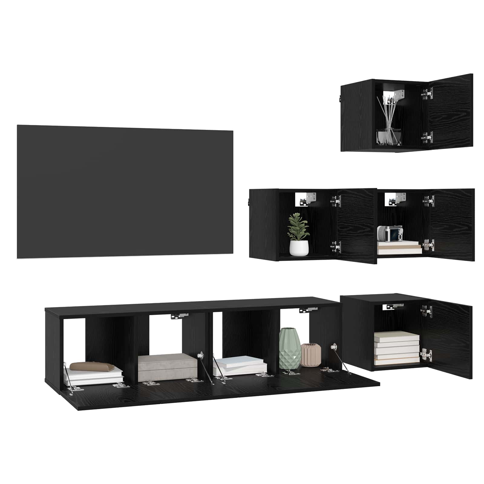 Set mobile TV 6 pcs 60 x 30 x 30 cm Rovere Nero