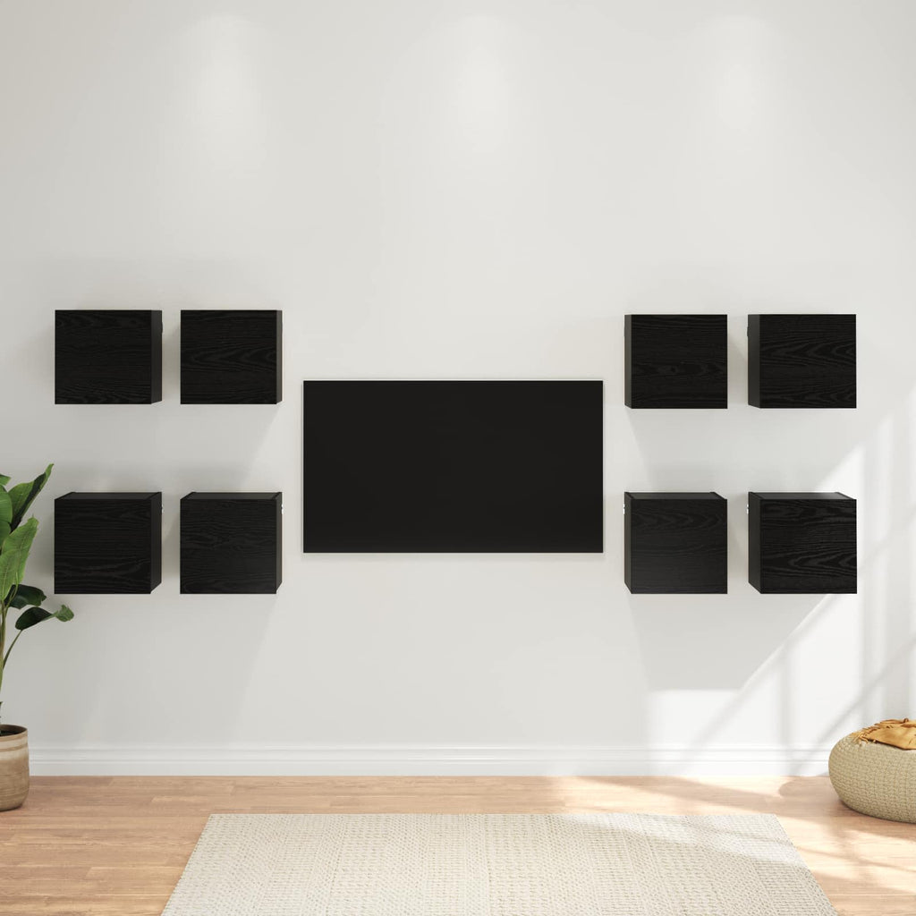 Mobile TV da parete 8 pcs Rovere Nero 30,5 x 30 x 30 cm