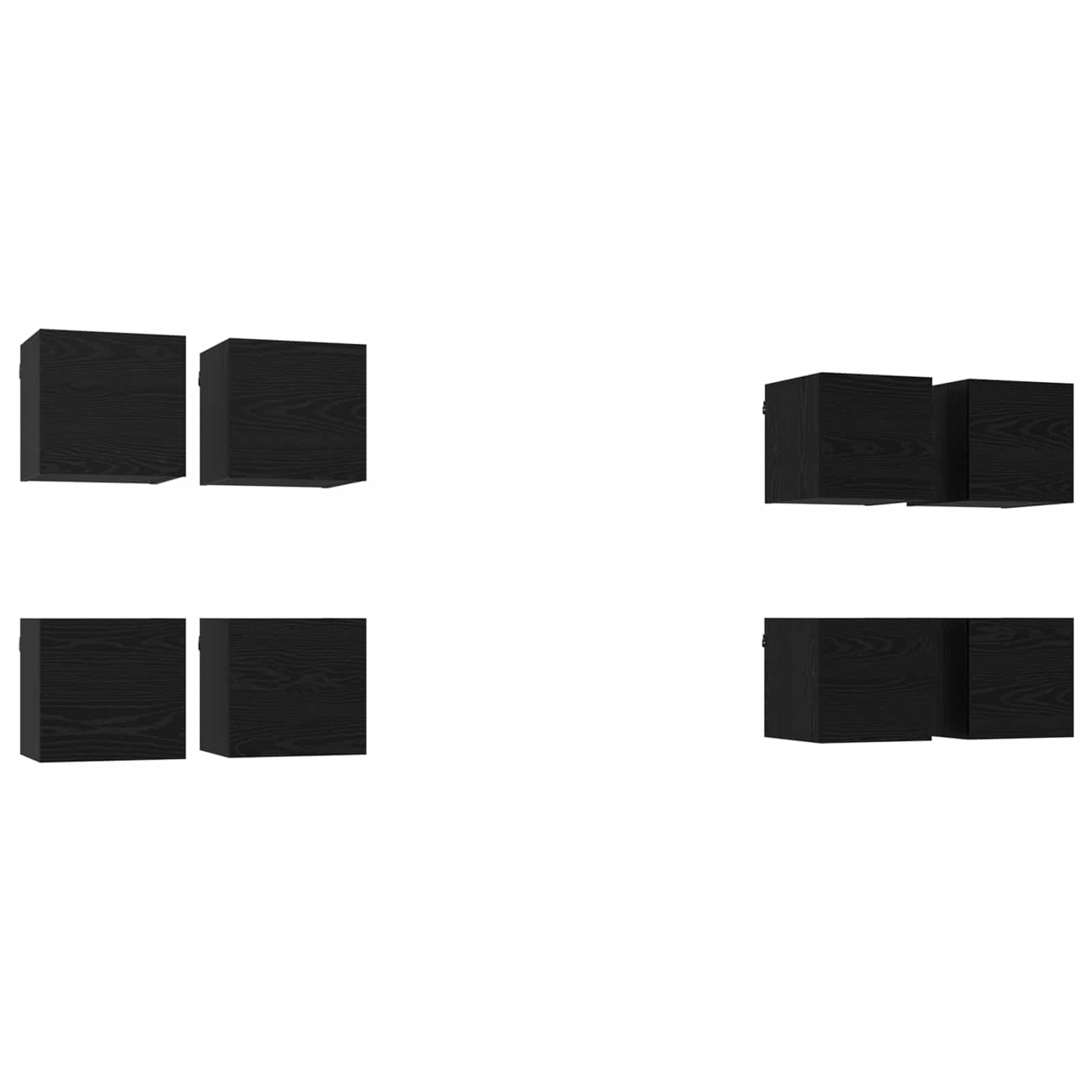 Mobile TV da parete 8 pcs Rovere Nero 30,5 x 30 x 30 cm