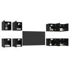 Mobile TV da parete 8 pcs Rovere Nero 30,5 x 30 x 30 cm