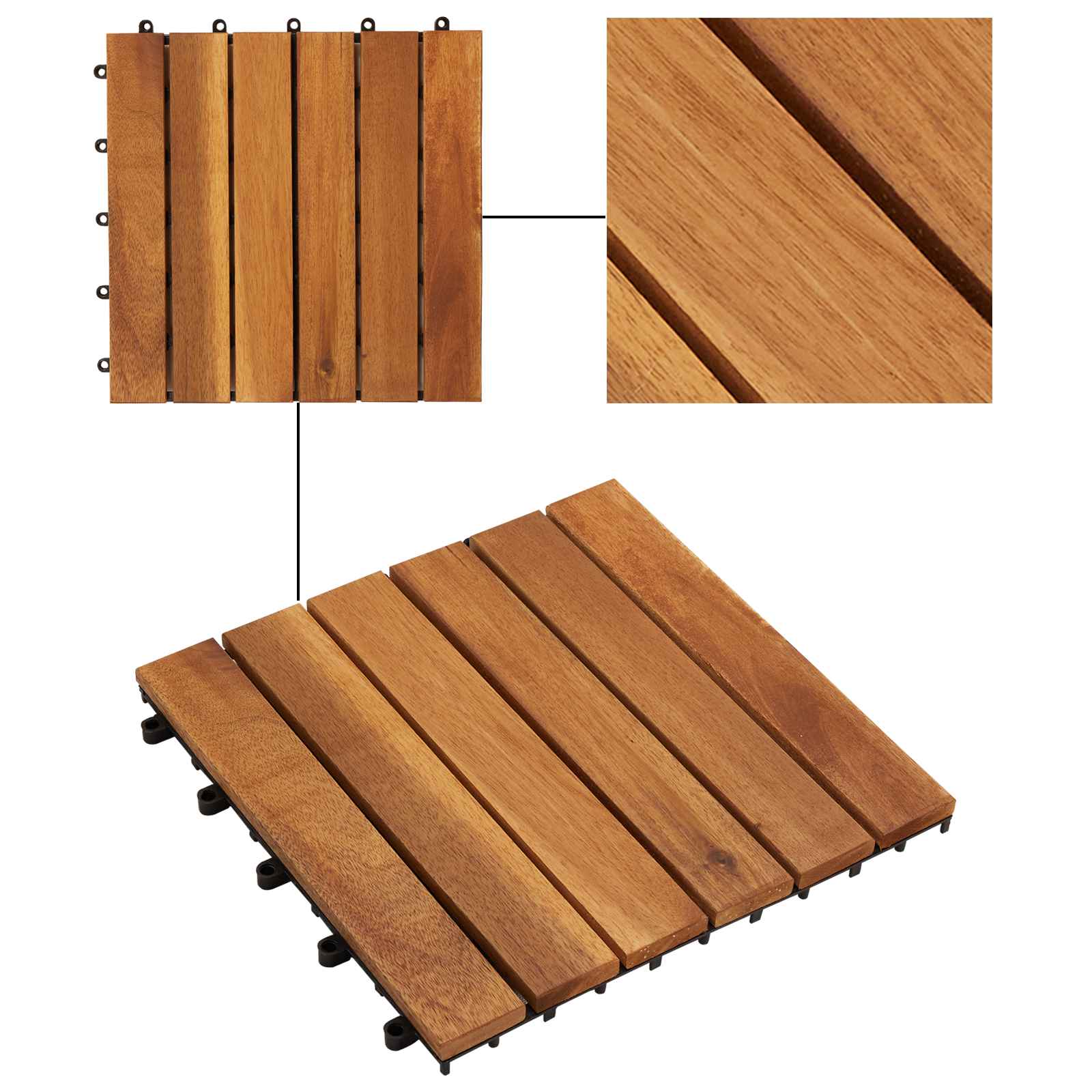 Piastrella per Decking 30 pcs Marrone 30 x 30 cm
