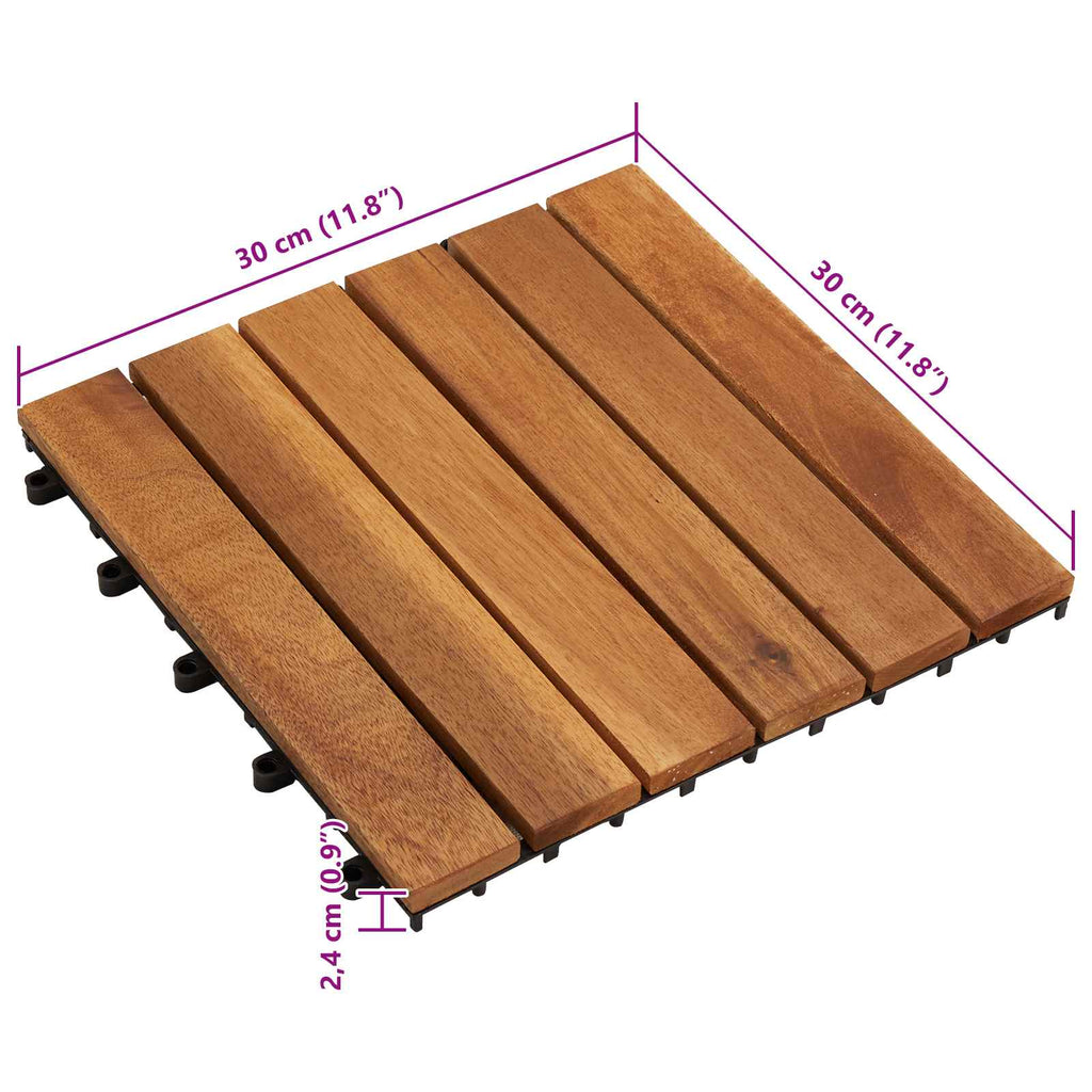 Piastrella per Decking 30 pcs Marrone 30 x 30 cm