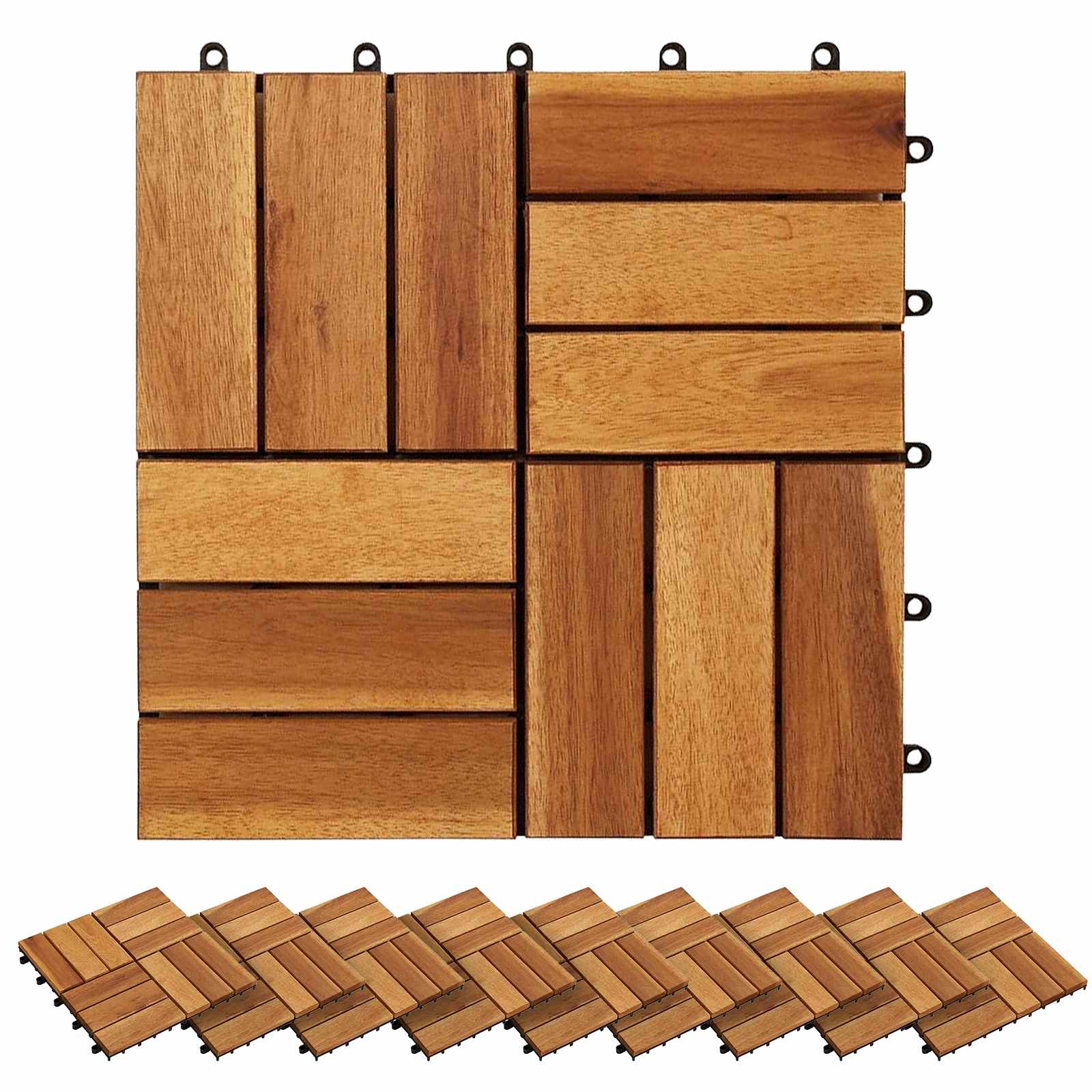 Piastrella per Decking 30 pcs Marrone 30 x 30 cm