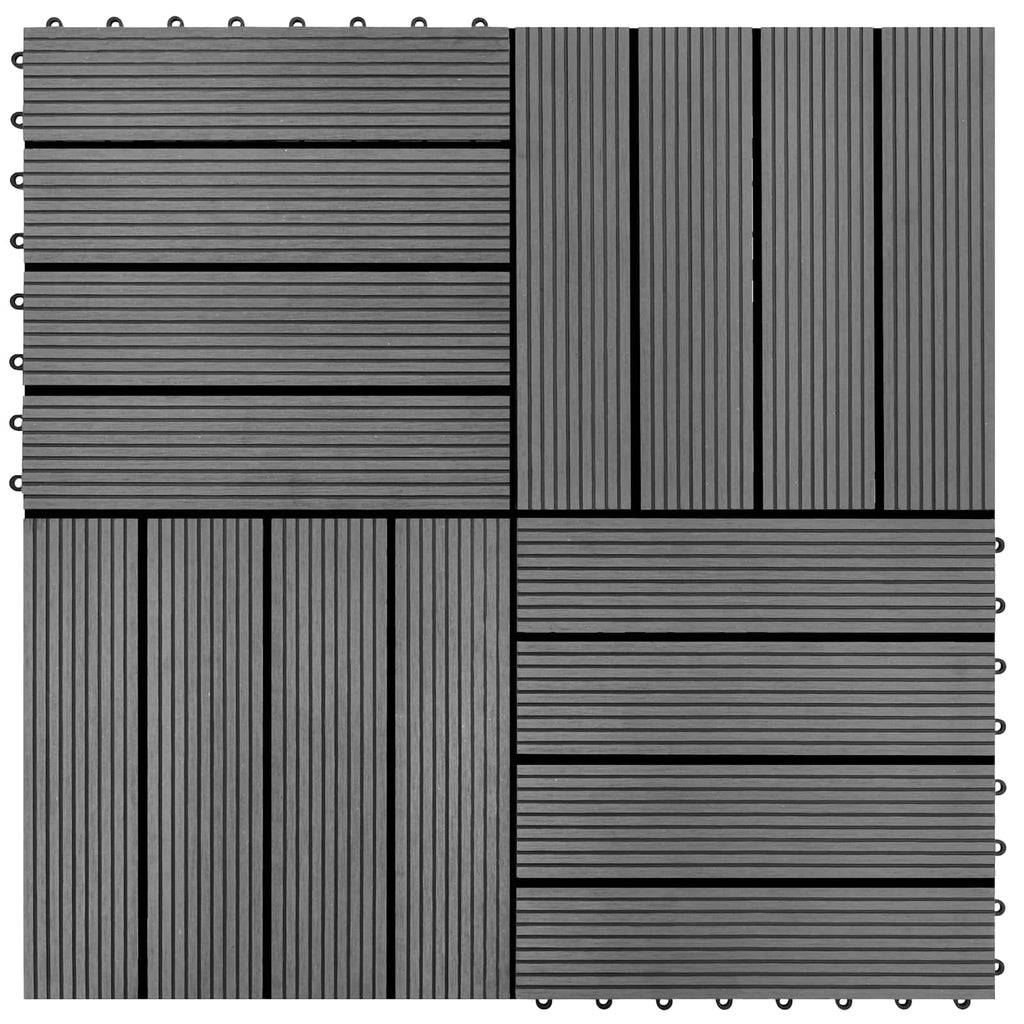 Piastrella per Decking 22 pcs Grigio 30 x 30 cm WPC