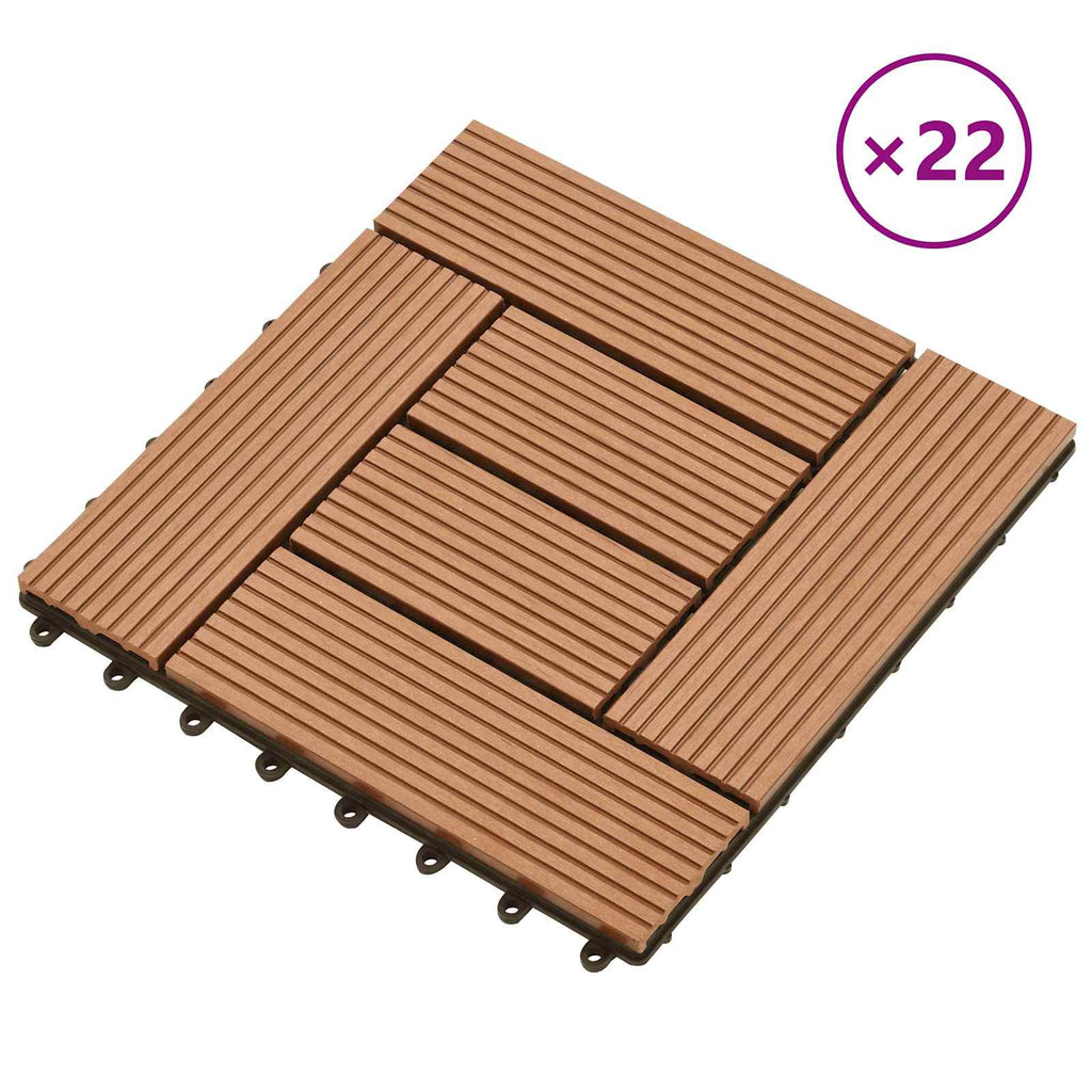 Piastrella per Decking 22 pcs Marrone 30 x 30 cm WPC