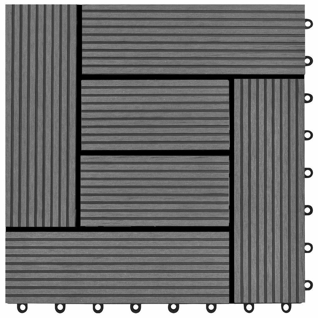 Piastrella per Decking 22 pcs Grigio 30 x 30 cm WPC