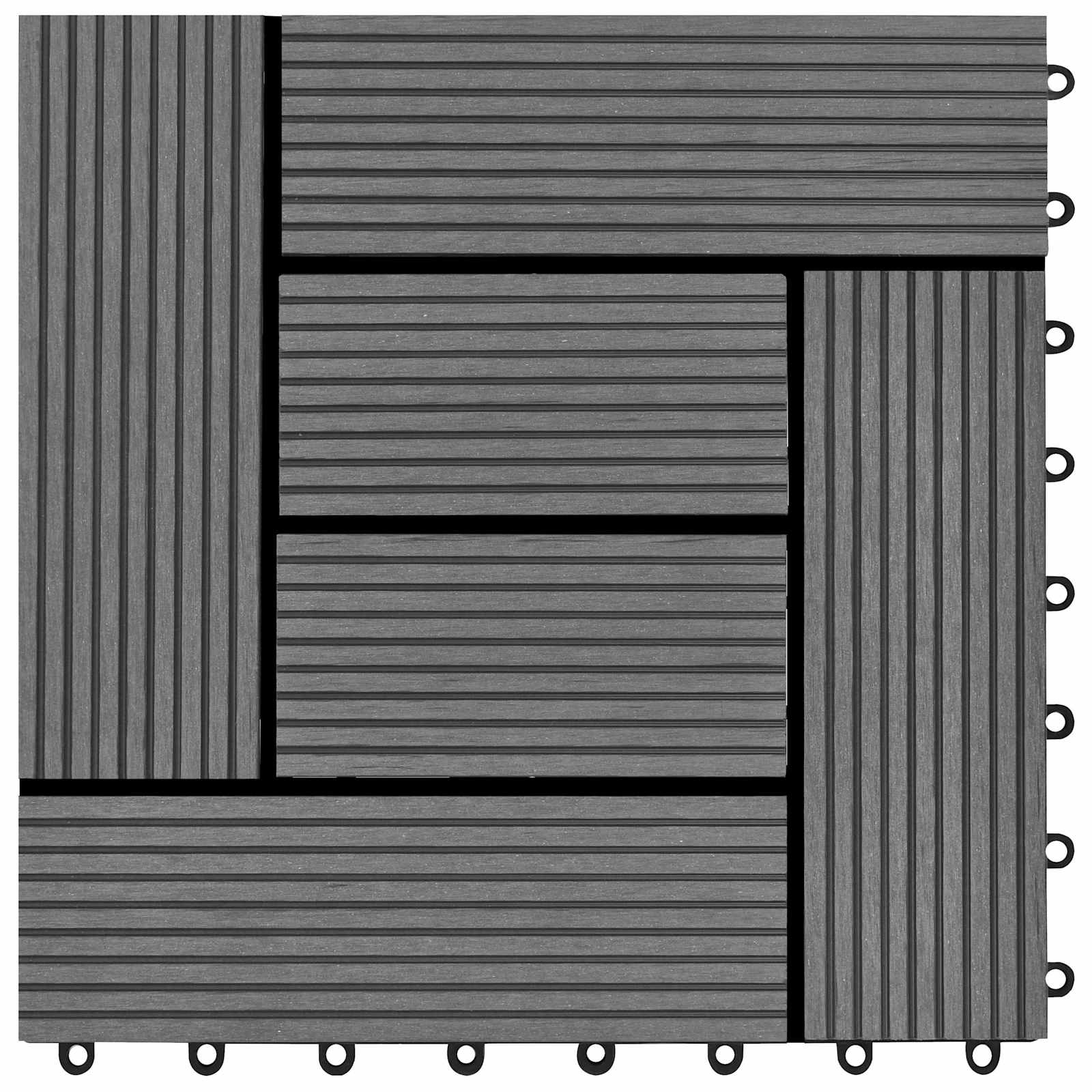 Piastrella per Decking 22 pcs Grigio 30 x 30 cm WPC
