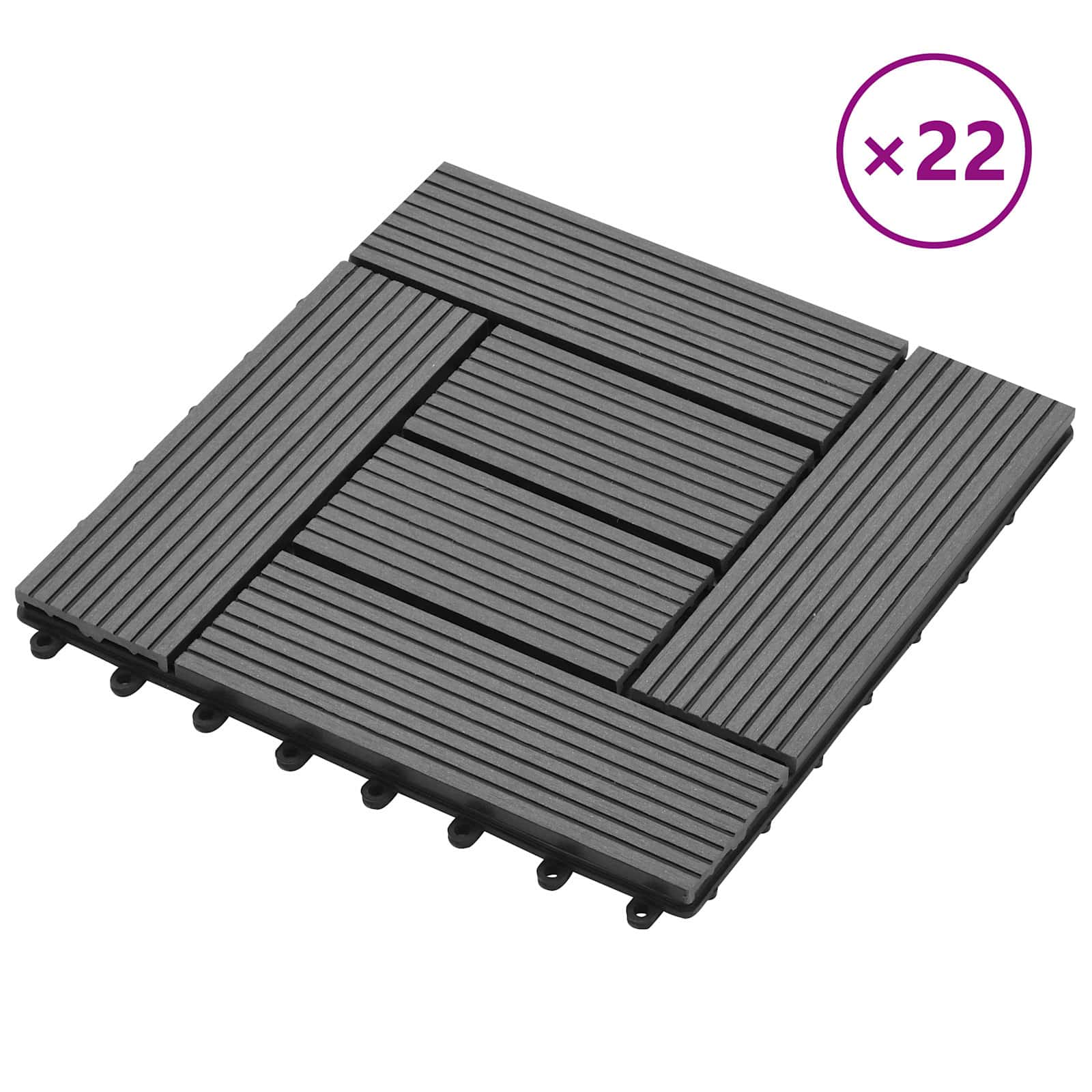 Piastrella per Decking 22 pcs Grigio 30 x 30 cm WPC