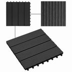 Piastrella per Decking 22 pcs Nero 30 x 30 cm WPC