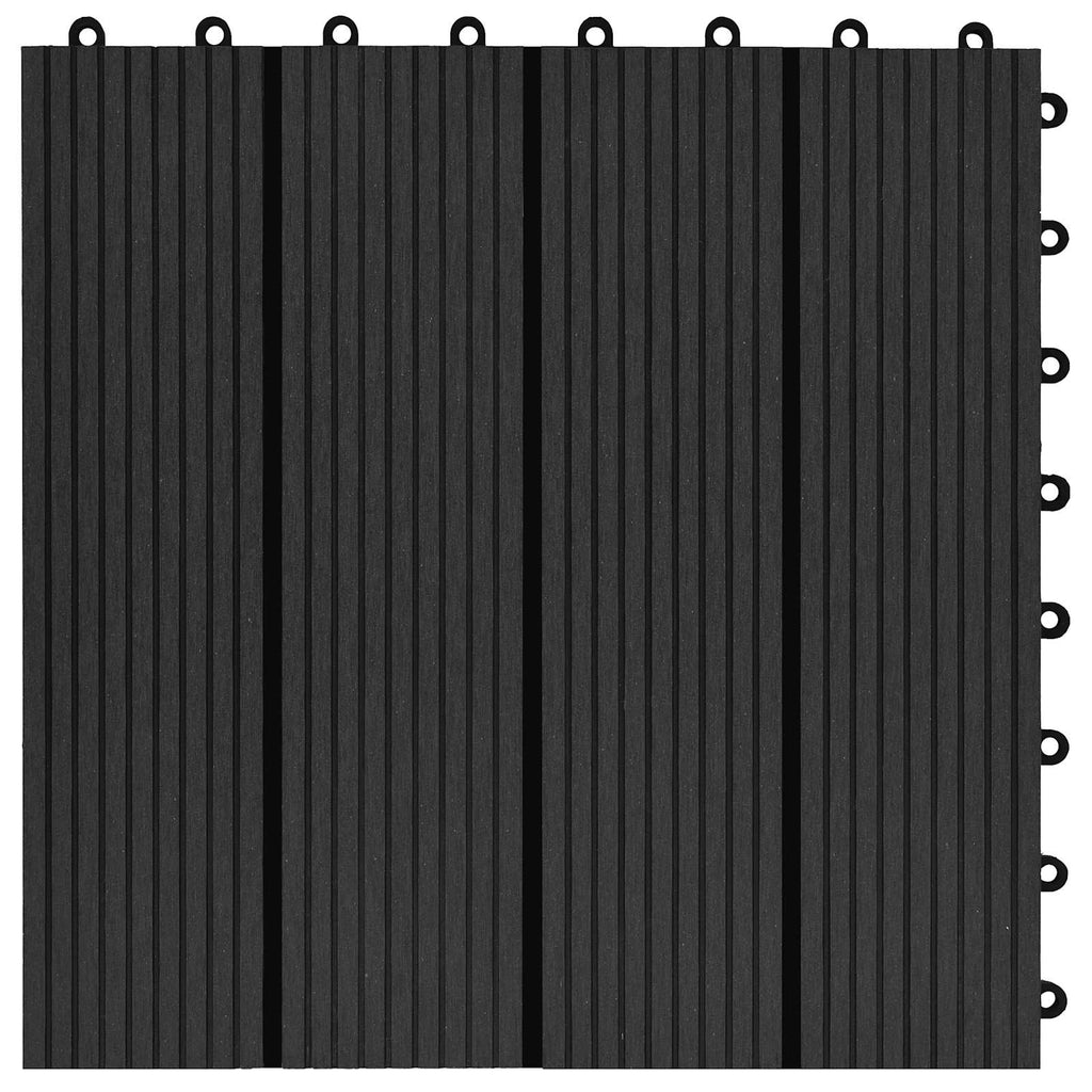 Piastrella per Decking 22 pcs Nero 30 x 30 cm WPC