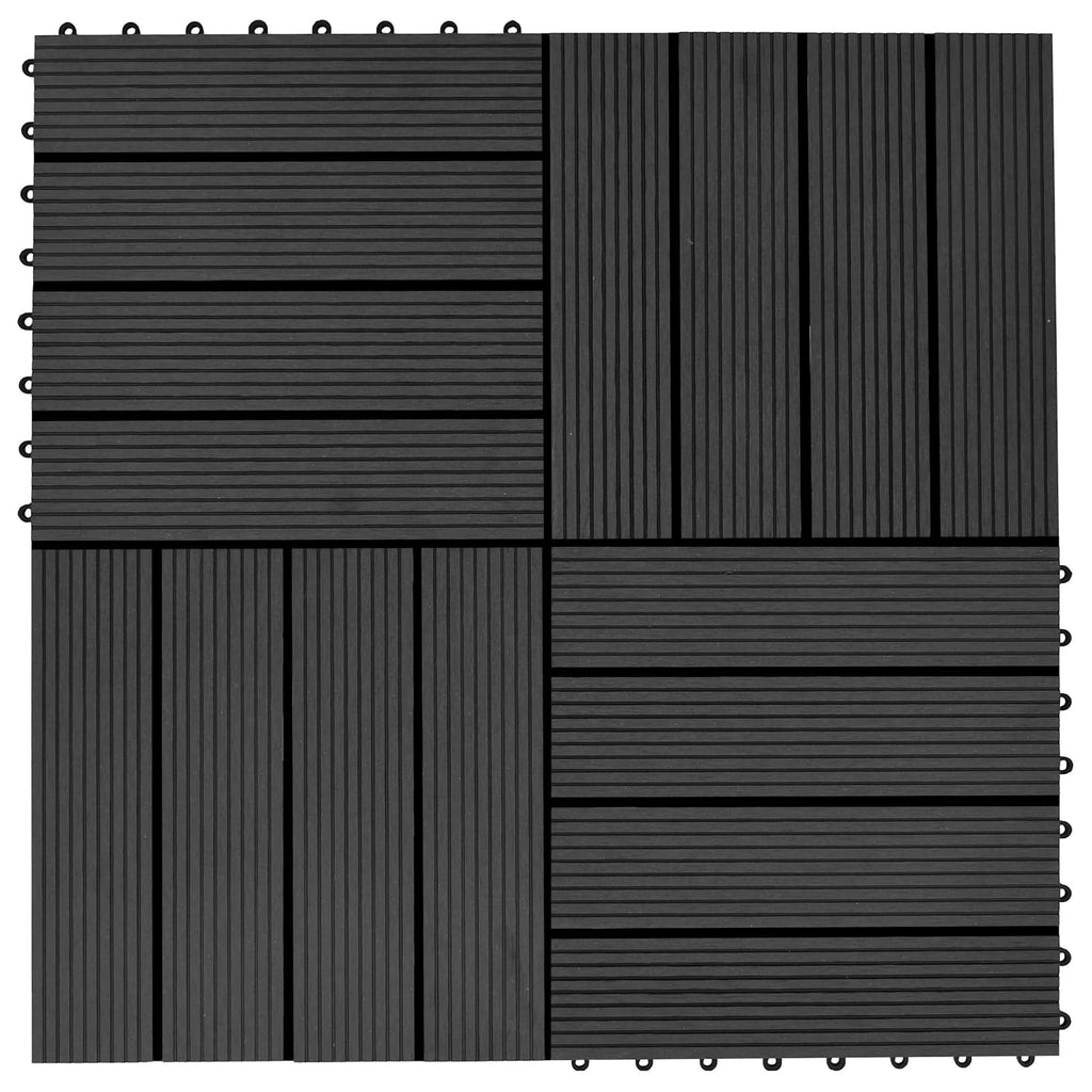 Piastrella per Decking 22 pcs Nero 30 x 30 cm WPC