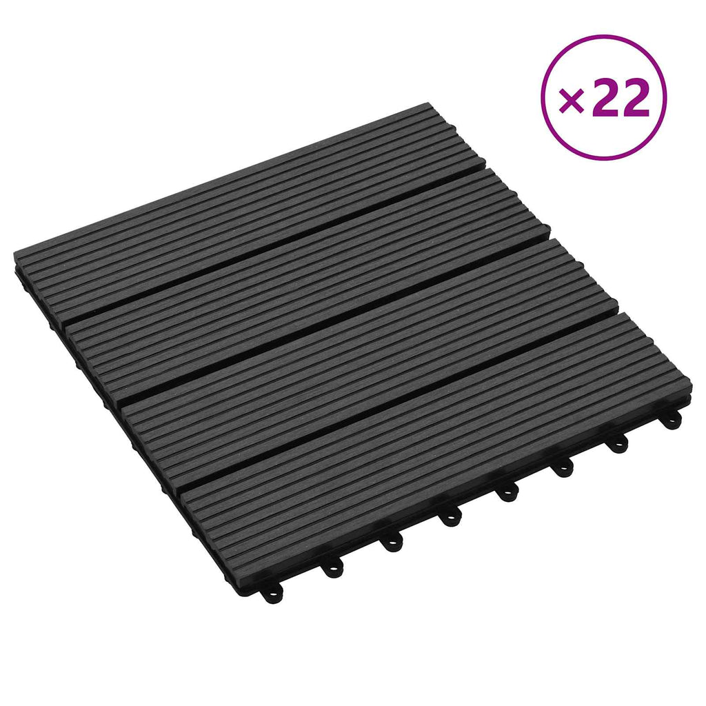 Piastrella per Decking 22 pcs Nero 30 x 30 cm WPC