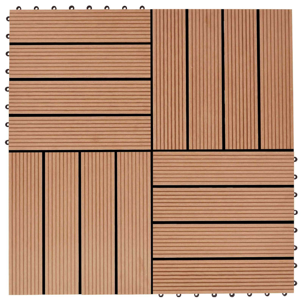 Piastrella per Decking 22 pcs Teak riciclato 30 x 30 cm WPC