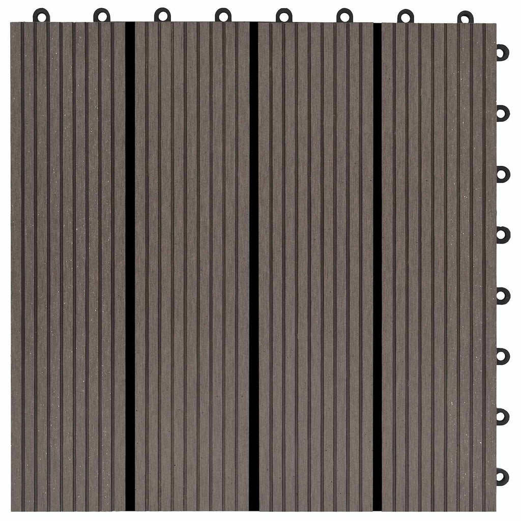 Piastrella per Decking 22 pcs Marrone Scuro 30 x 30 cm WPC