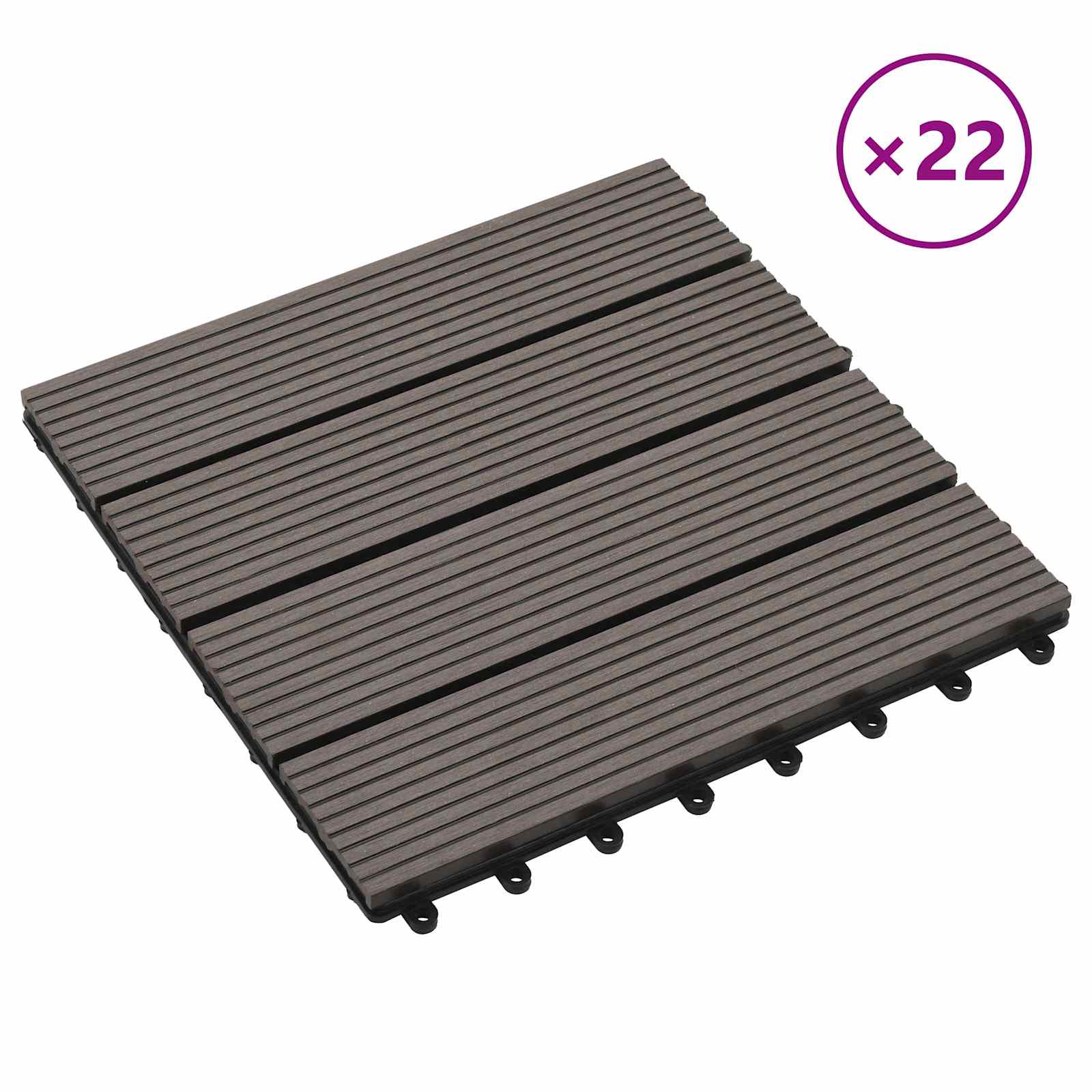 Piastrella per Decking 22 pcs Marrone Scuro 30 x 30 cm WPC