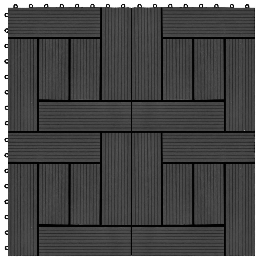 Piastrella per Decking 22 pcs Nero 30 x 30 cm WPC