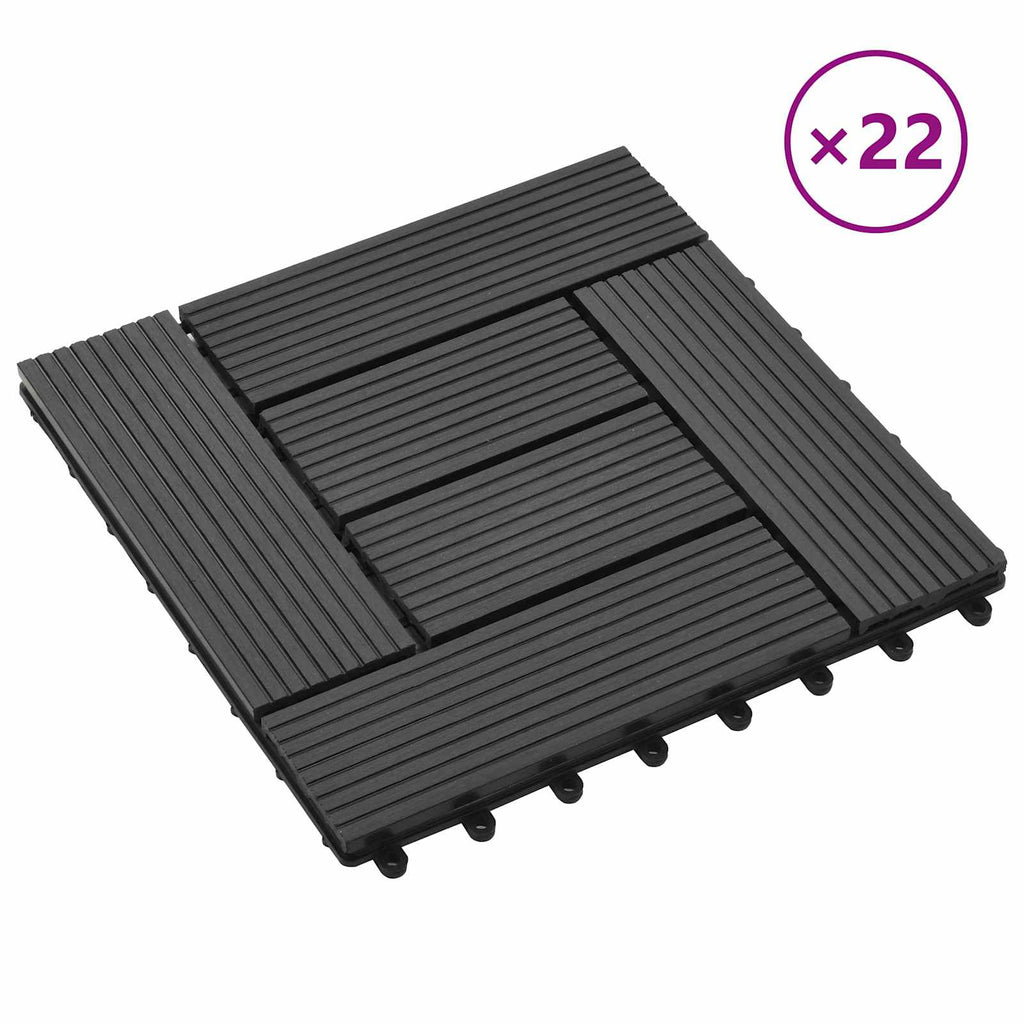 Piastrella per Decking 22 pcs Nero 30 x 30 cm WPC