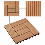 Piastrella per Decking 22 pcs Teak riciclato 30 x 30 cm WPC