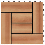 Piastrella per Decking 22 pcs Teak riciclato 30 x 30 cm WPC
