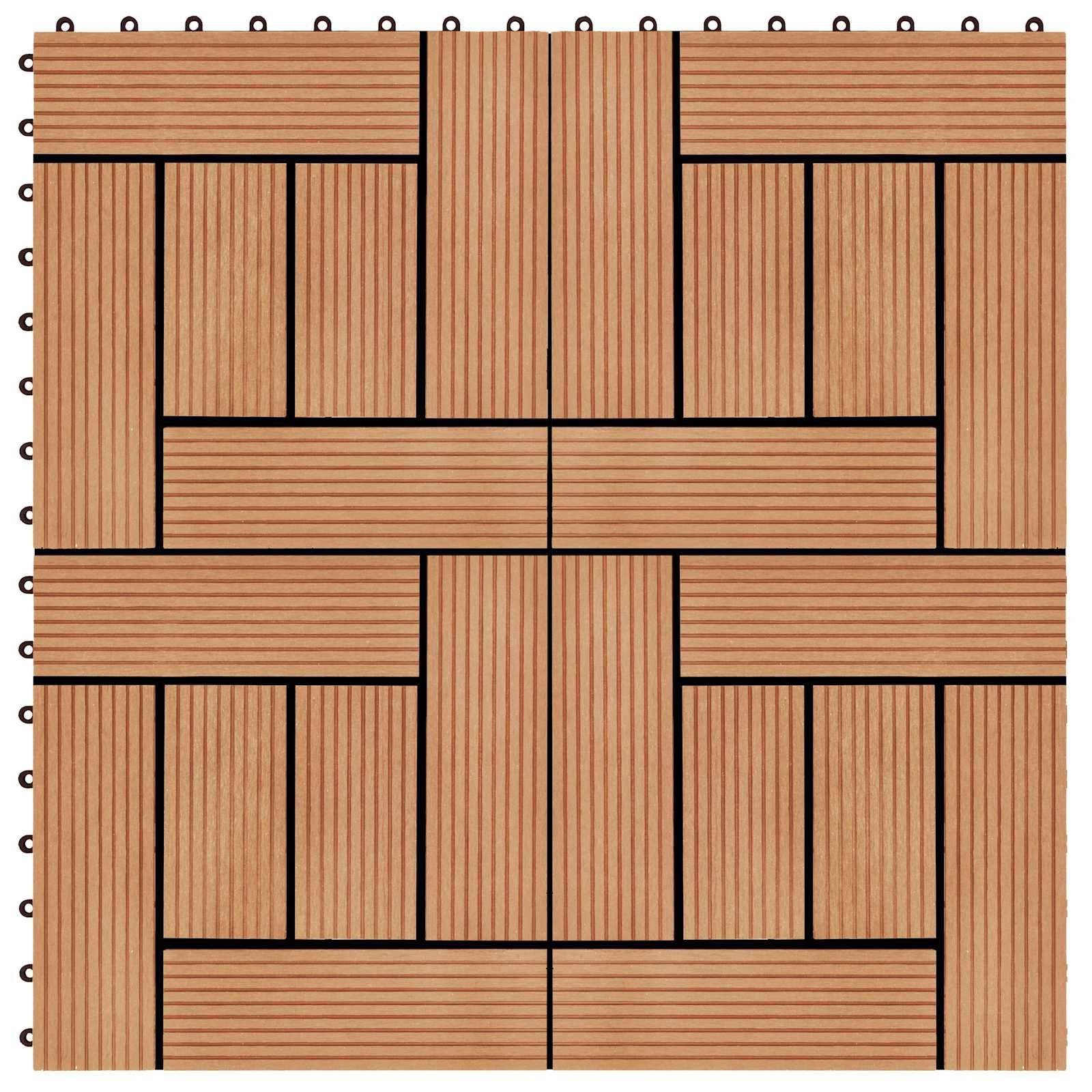 Piastrella per Decking 22 pcs Teak riciclato 30 x 30 cm WPC