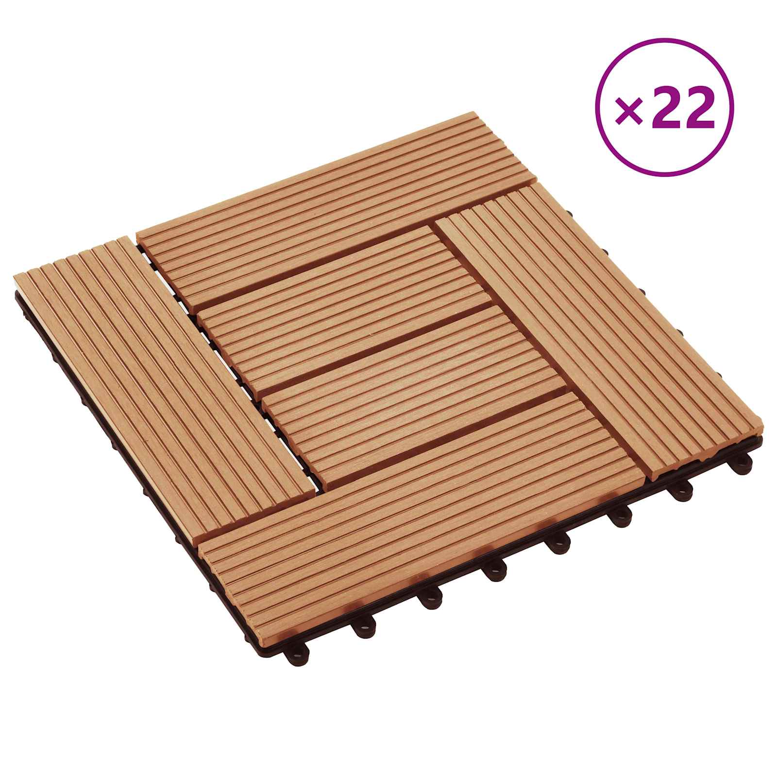 Piastrella per Decking 22 pcs Teak riciclato 30 x 30 cm WPC