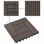 Piastrella per Decking 22 pcs Marrone Scuro 30 x 30 cm WPC