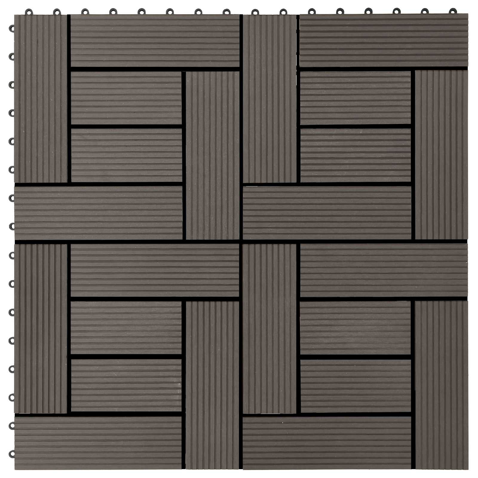 Piastrella per Decking 22 pcs Marrone Scuro 30 x 30 cm WPC