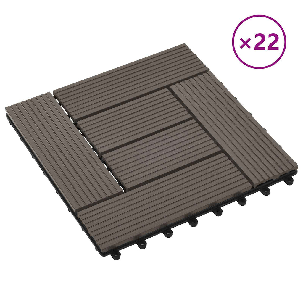 Piastrella per Decking 22 pcs Marrone Scuro 30 x 30 cm WPC