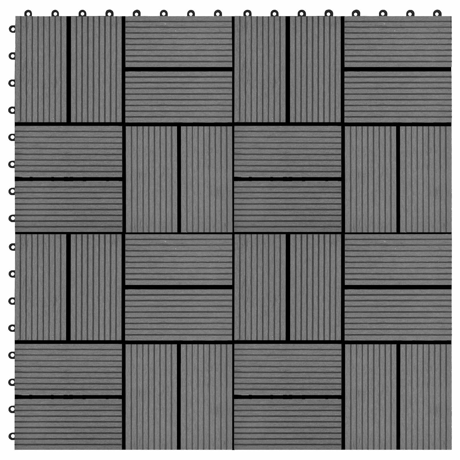 Piastrella per Decking 22 pcs Grigio 30 x 30 cm WPC