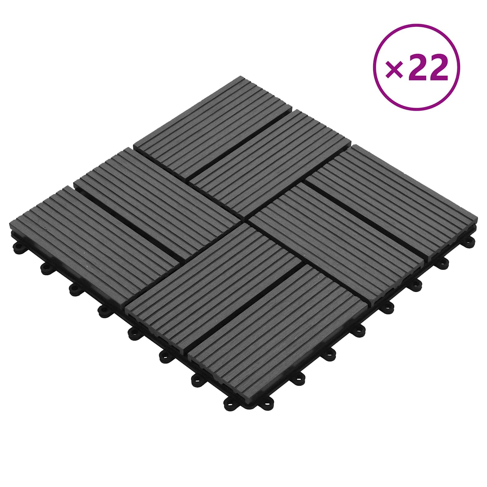Piastrella per Decking 22 pcs Grigio 30 x 30 cm WPC