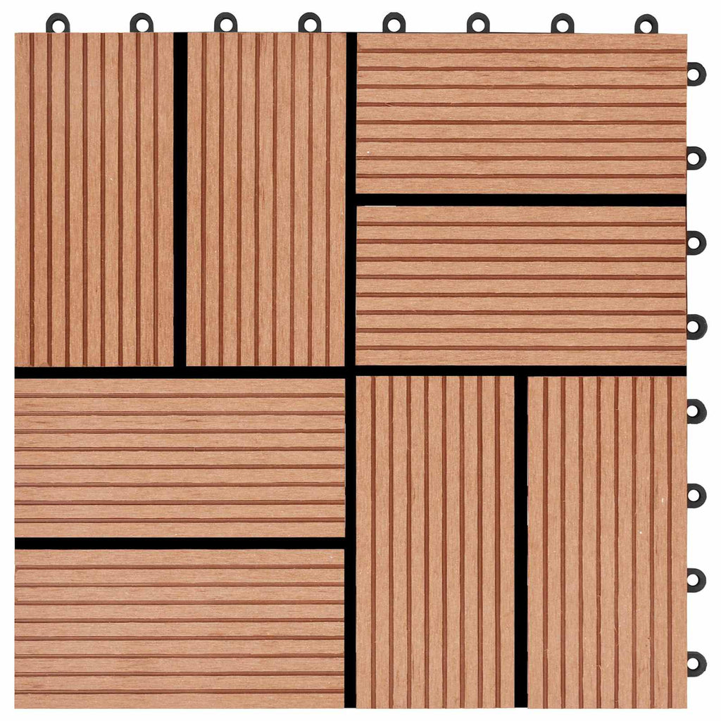 Piastrella per Decking 22 pcs Teak riciclato 30 x 30 cm WPC