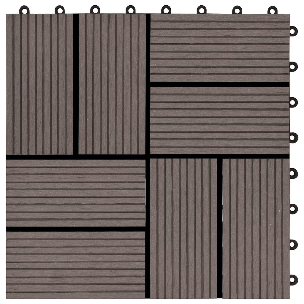 Piastrella per Decking 22 pcs Marrone Scuro 30 x 30 cm WPC